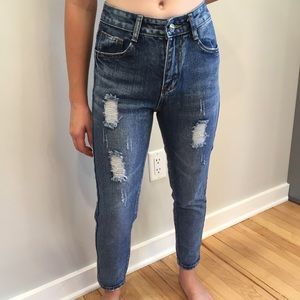 Ripped boyfriend jeans